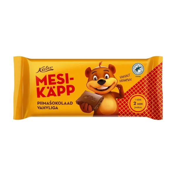 Mesikäpp piimašokolaad vahvliga, KALEV, 100 g