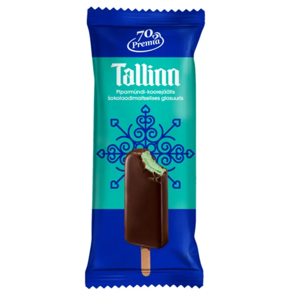 Piparmündi-koorejäätis šokolaadiglasuuris Tallinn Premia 60g/100ml