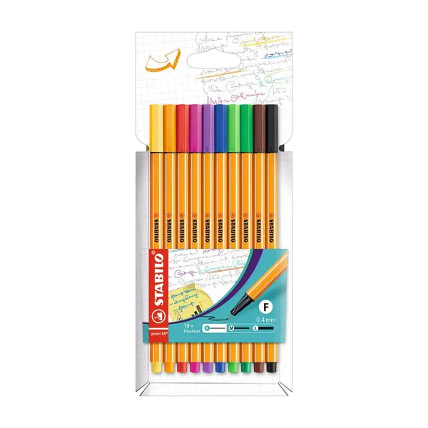 Pildspalvas Stabilo Point 88 10 krāsas