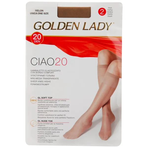 Naiste põlvikud Golden Lady Ciao 20den uni melon 2 paari