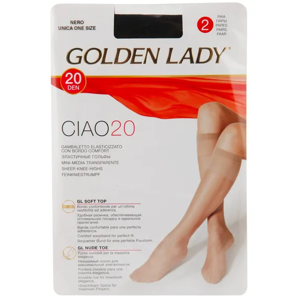 Naiste põlvikud Golden Lady Ciao 20den uni nero 2 paari