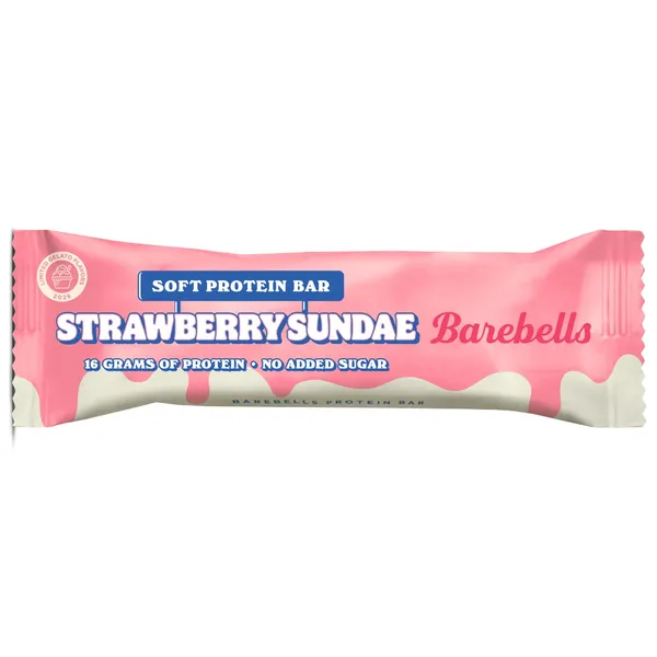 Proteiinibatoon Soft Bar Strawberry Sundae, BAREBELLS, 55 g