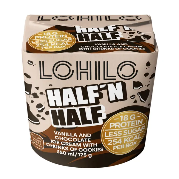 Proteiinijäätis Lohilo Half 'n Half magusainetega 350ml