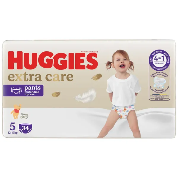 Püksmähkmed Extra Care 5, HUGGIES, 12-17kg/34tk