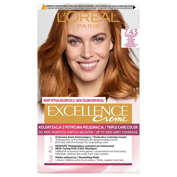 Püsivärv L'Oreal Paris Excellence Creme kolmekordne hooldus 7.43 1tk