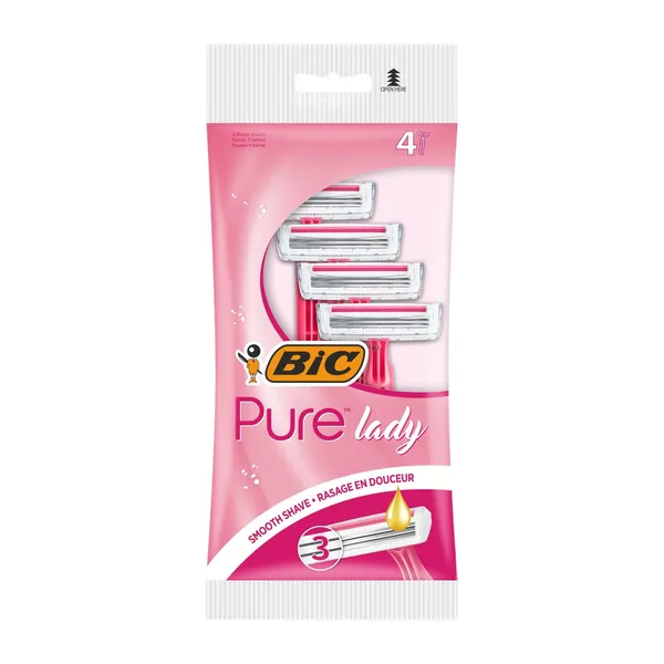 Raseerija naistele Bic Pure3 Lady Pink 4tk
