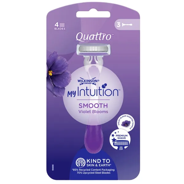 Raseerija ühekordne WILKINSON SWORD MyIntuition Violet Bloom Quattro 3tk