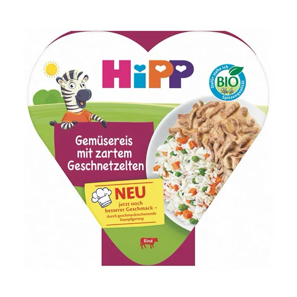 Riis juurviljade ja pehme viilutatud veiselihaga Hipp öko 1a+ 250g
