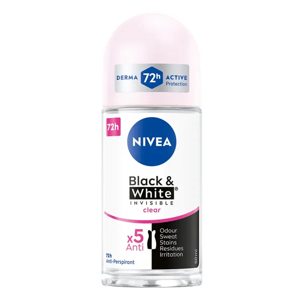 Rulldeodorant Clear Black&White, NIVEA, 50 ml