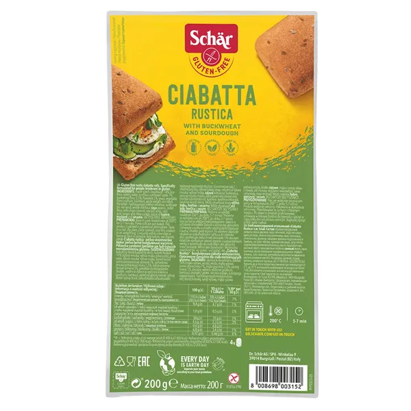 Sai Chiabatta Rustica gluteenivaba Schar 200g