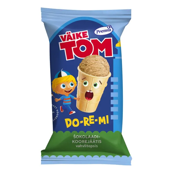 DO-RE-MI šokolaadi-koorejäätis vahvlitopsis, VÄIKE TOM, 65 g