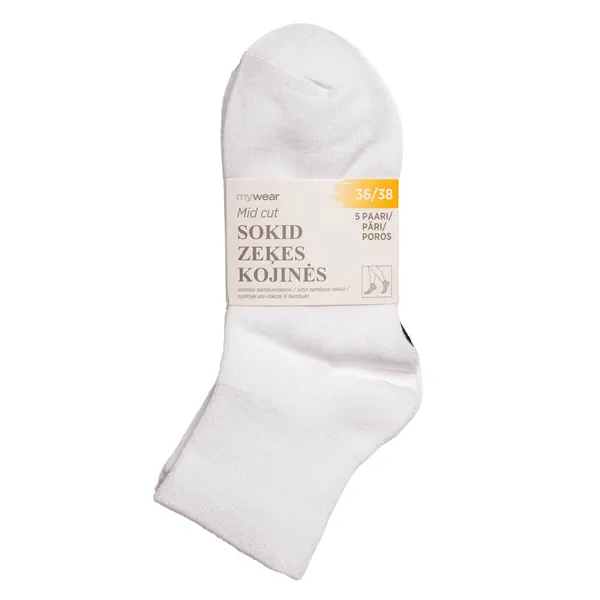 Sokid Mywear midcut 5p, must/valge segu 36/38 SS26
