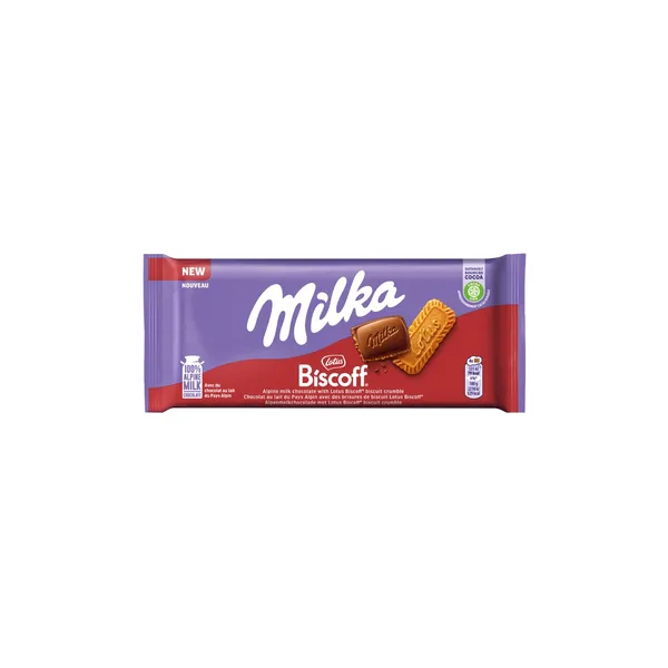 Šokolaad karamelliseeritud küpsisetükkidega Milka Biscoff 90g