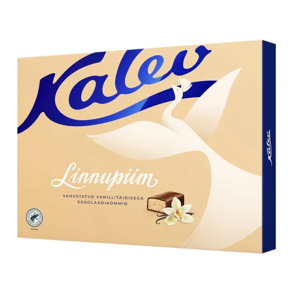 Linnupiim vahustatud vanillitäidisega šokolaadikommid, KALEV, 136 g