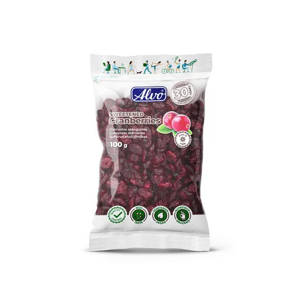 Suhkruga jõhvikad Alvo 100g