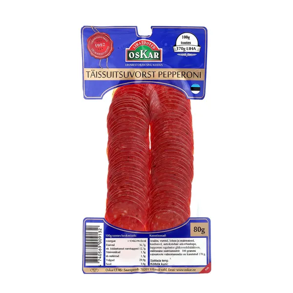 Täissuitsuvorst Pepperoni, OSKAR, 80 g