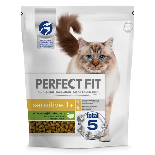Täisväärtuslik kuivtoit kassidele rohke kalkuniga PERFECT FIT Sensitive Rich, 750g