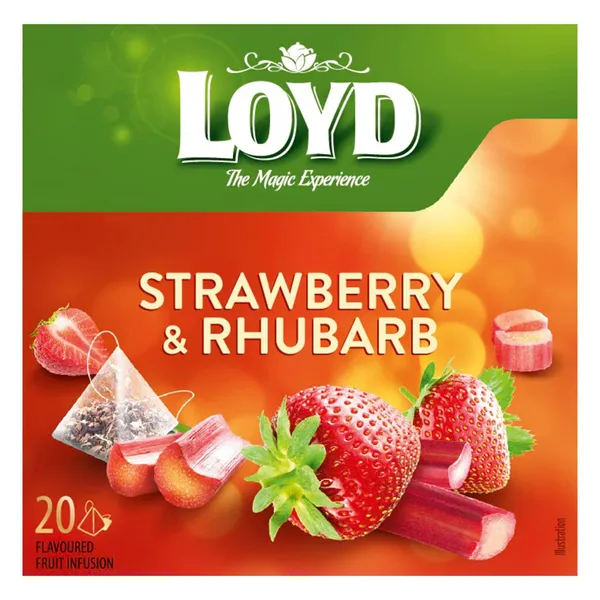 Marjatee LOYD maasika- ja rabarberimaitseline,  20x2g, püramiid kotis