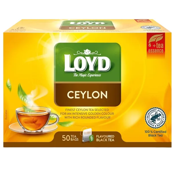 Maitsestatud must tee LOYD Ceylon 50 x 2g, kahekambriline teekott