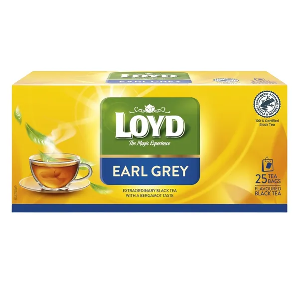 Must tee LOYD Earl Gray 25x2g, kahekambriline teekott