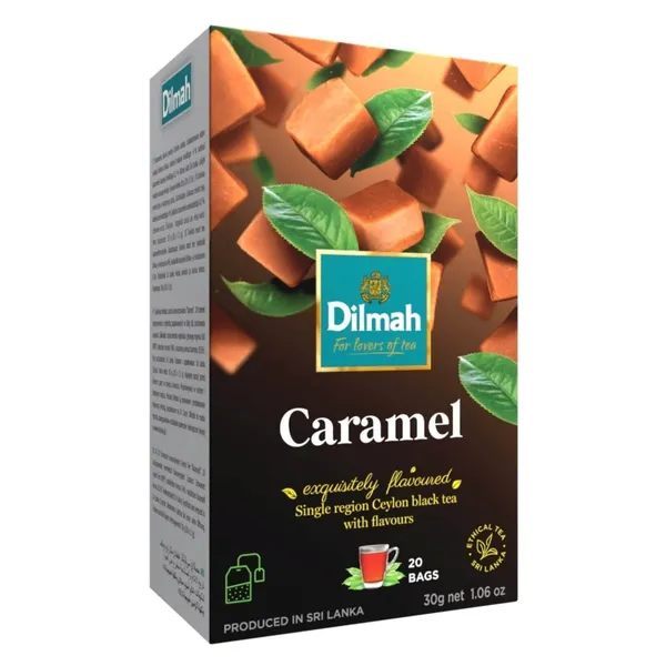 Karamellimaitseline Tseiloni must tee niidiga kotis 20pk, DILMAH, 30 g
