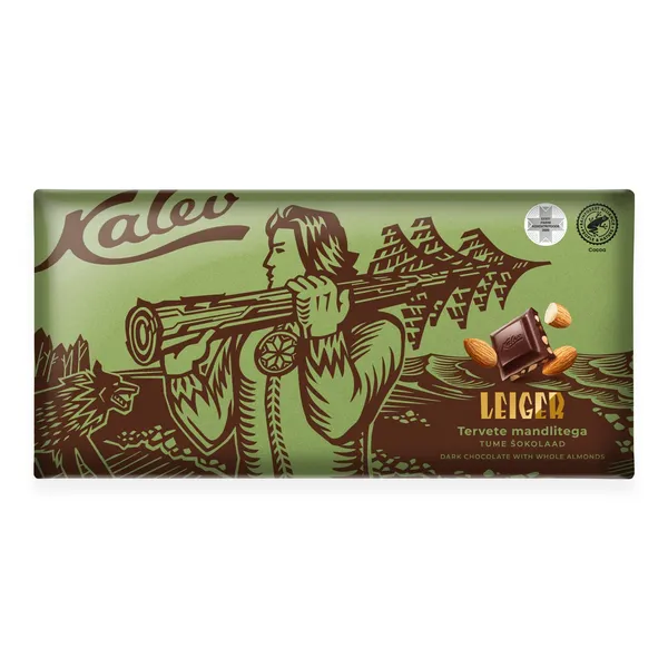 Leiger tume šokolaad tervete mandlitega, KALEV, 270 g
