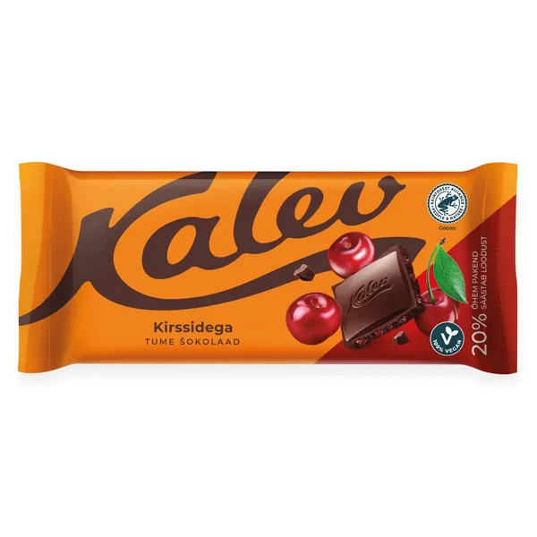 Tume šokolaad kirssidega, KALEV, 100 g