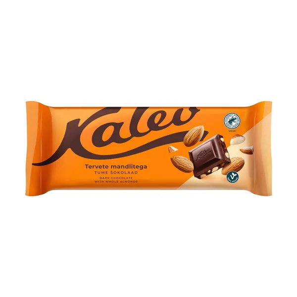 Tume šokolaad tervete mandlitega, KALEV, 190 g