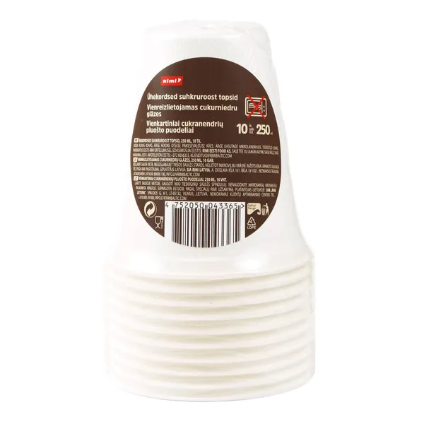 Ühekordsed suhkruroost topsid Rimi 250ml 10tk