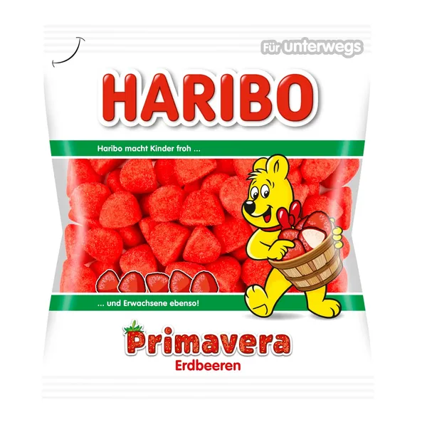 Vahukommid maasikamaitselise suhkrukattega, HARIBO, 100 g