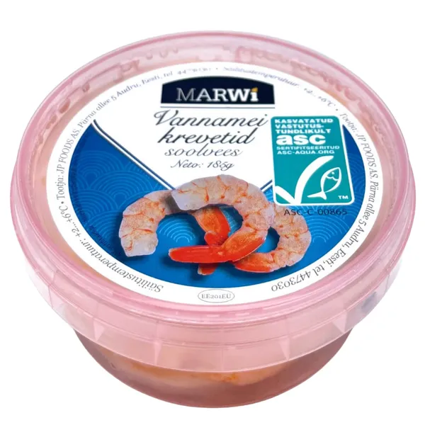 Vananmei krevetid soolvees Marwi ASC 200g/185g
