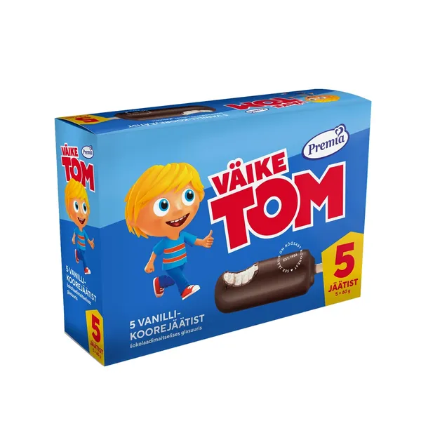 Vanilli-koorejäätis glasuuris Väike Tom multipakk 5x60g/90ml
