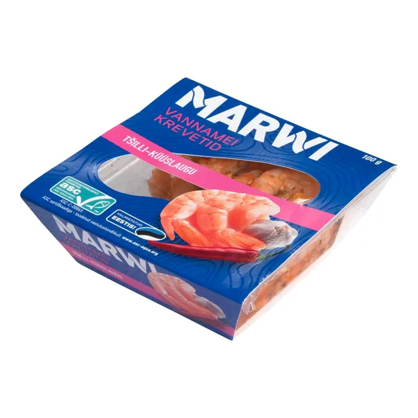 Vannamei krevetid tšill-küüslaugu, MARWI, 100g