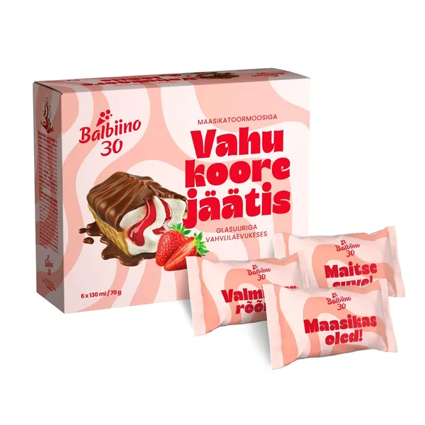 Vahukoore jäätis moosi ja glasuuriga vahvlis Balbiino 6x130ml/70g