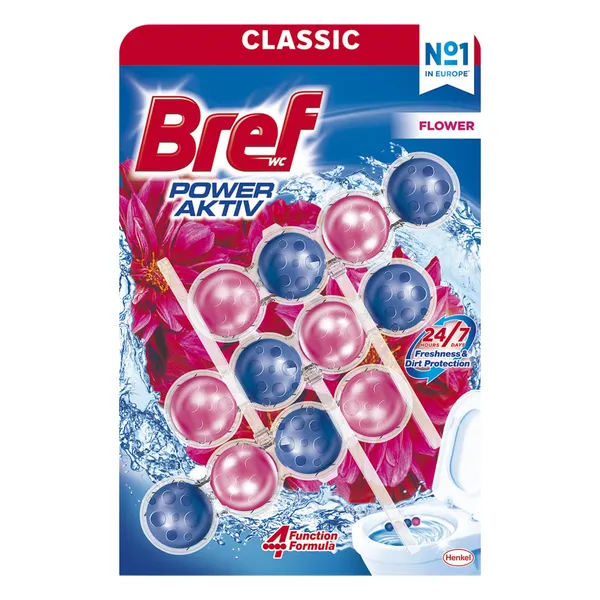 WC-puhastusvahend Bref Power Aktiv Flowers 3x50g