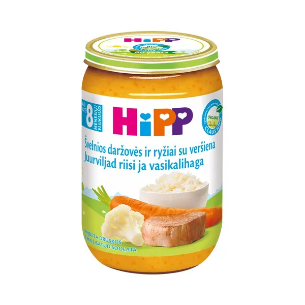 Aedviljad riis ja vasikaliha öko 8k, HIPP, 220 g