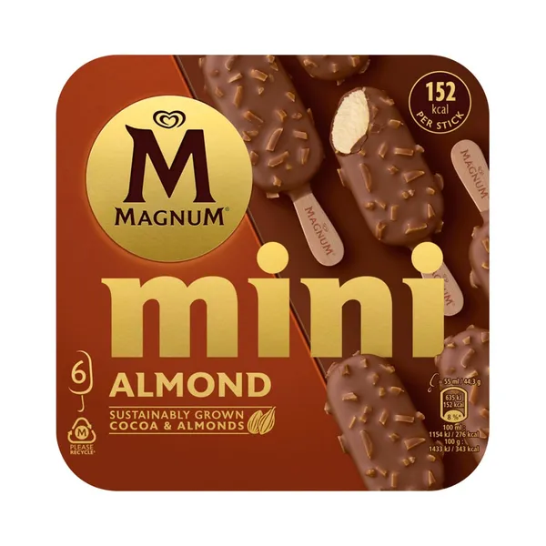 Almond mini multipakk 6 x 55ml, MAGNUM, 266 g
