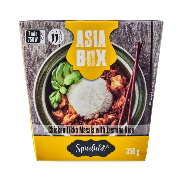 Asia Box Tikka Masala kana jasmiiniriisiga, SPICEFIELD, 350 g