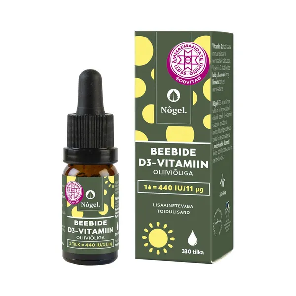 Beebide D3-vitamiin oliiviõliga 440 IU, NÔGEL, 10 ml