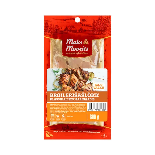 Broilerišašlõkk klassikalises marinaadis, MAKS&MOORITS, 800 g