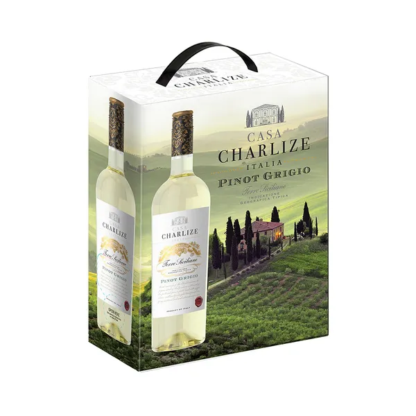 Kaitstud geograafilise tähisega vein Casa Charlize Pinot Grigio Terre Siciliane IGT 3l