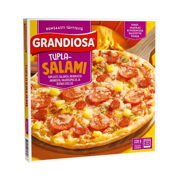 Double Salami kiviahjupizza, GRANDIOSA, 330 g