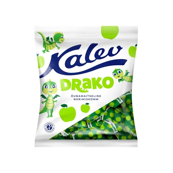 Drako õunamaitselised närimiskommid, KALEV, 110 g