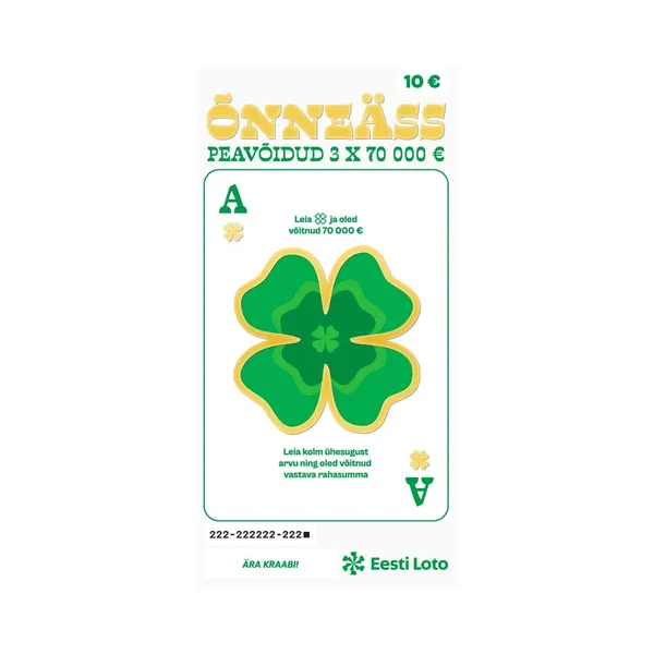 Eesti Loto Kiirloterii Õnneäss, 1 tk