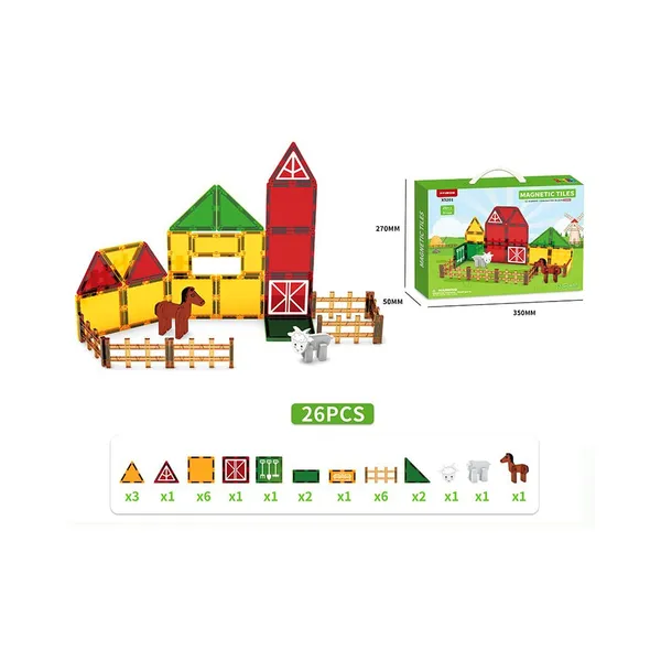Ehitusklotsid magnetiga 26tk. Farm, 1 kmpl