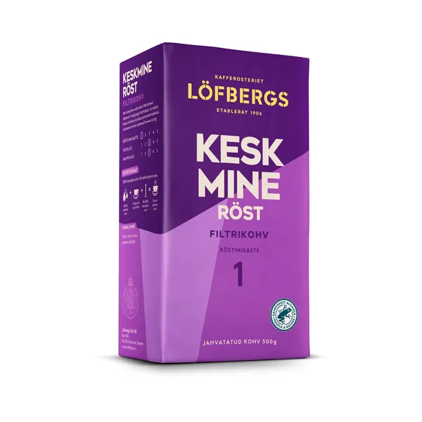 Filtrikohv LÖFBERGS keskmine röst 500g,  röstimisaste 1, 100% araabika