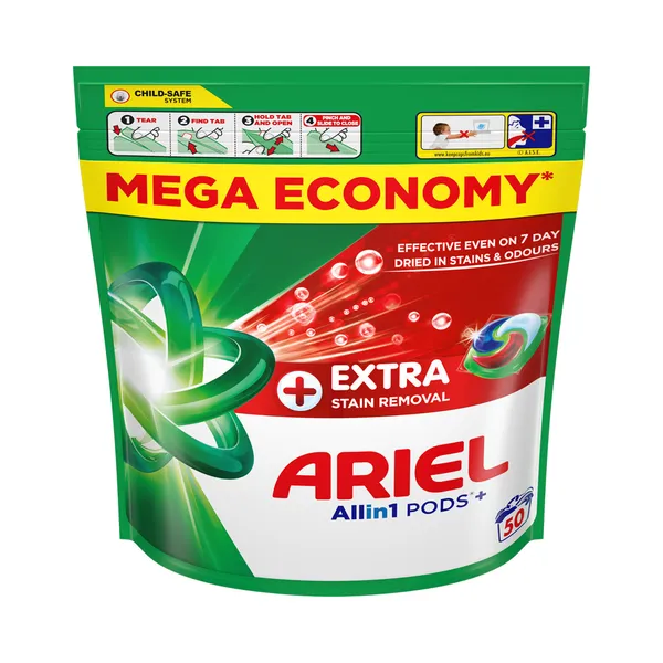 Geelkapslid Extra Stain Removal, 50 pk, ARIEL, 50 tk
