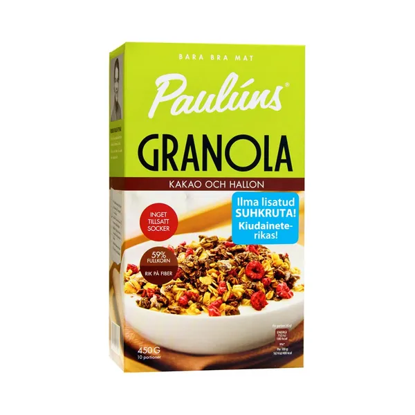 Granola kakao ja vaarika, PAULUN´S, 450 g