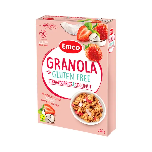 Granola maasikate ja kookosega, EMCO, 340 g