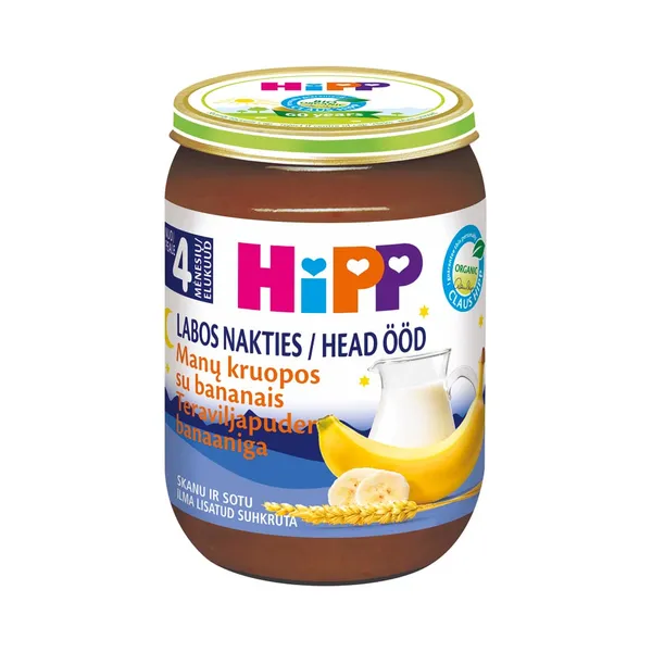 Head ööd teraviljapuder piimasegu ja banaaniga mahe 4+, HIPP, 190 g